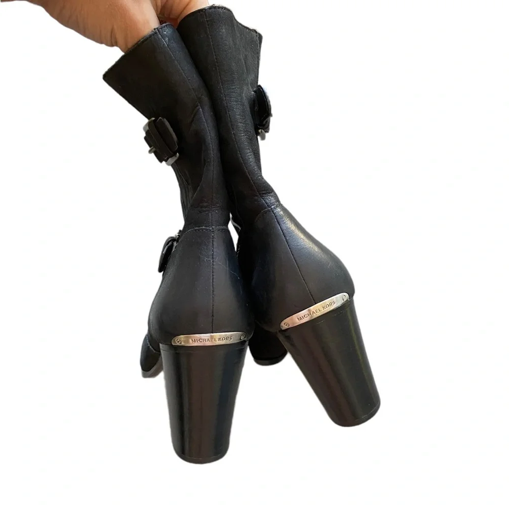 Michael Kors Ashton Mid Leather Buckle Bootie - Picture 7 of 9